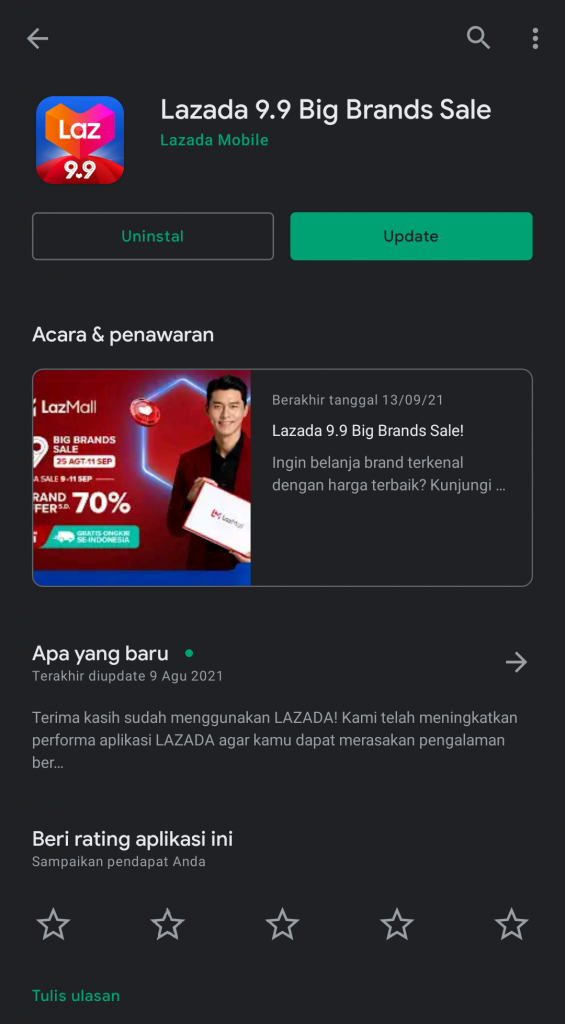Download Aplikasi Lazada di smartphone