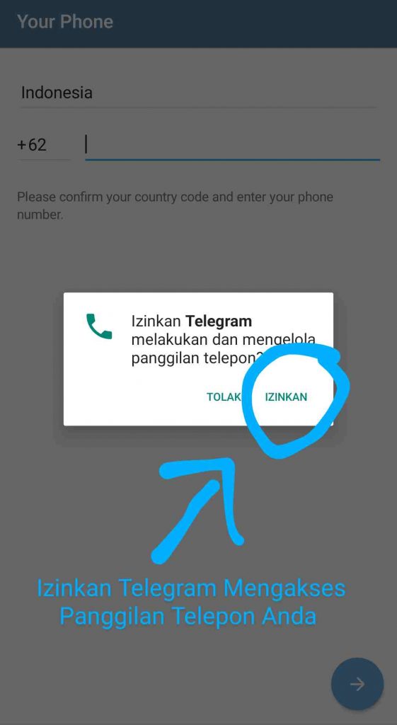 Izinkan Telegram Mengakses Panggilan Telepon Anda 