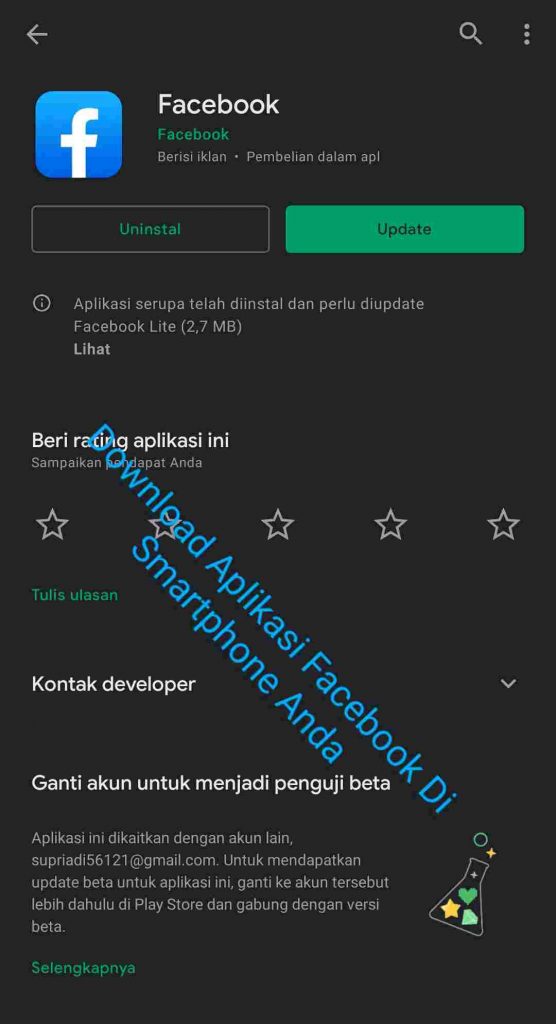 Download aplikasi Facebook di smartphone anda