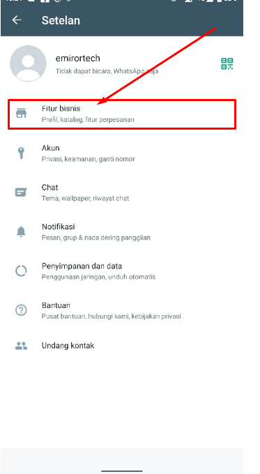 masuk ke fitur bisnis