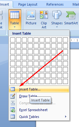 pilih insert table