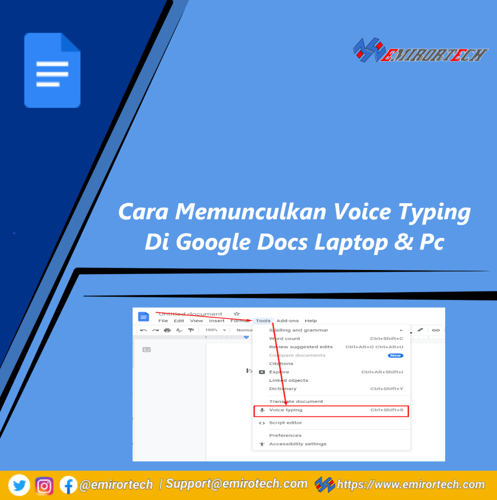 Cara Memunculkan Voice Typing Di Google Docs Laptop & Pc