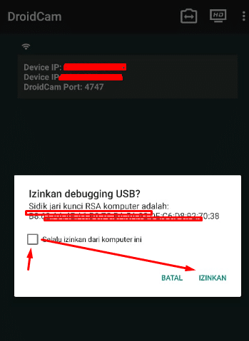 izinkan prangkat di hp anda