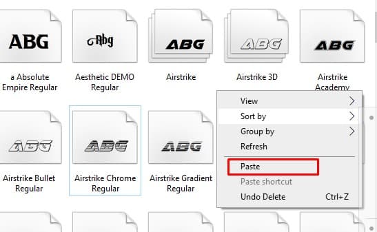 Klik Paste