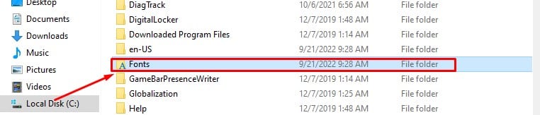 masuk Ke Folder Font
