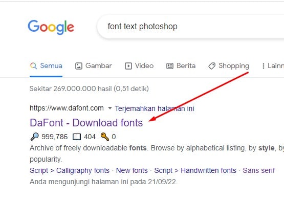 pilih, Klik Website Penyedia Font