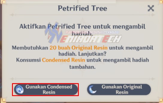 pilih menggunakan condensed resin