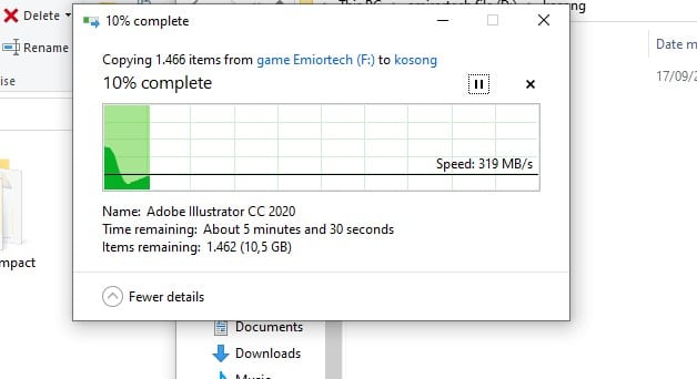 transfer file dari nvme ke ssd sata
